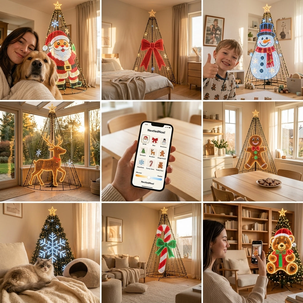 NestledNoel Sternenkaskade LED-Lichterkette – Bluetooth & App-Steuerung, Multicolor RGB