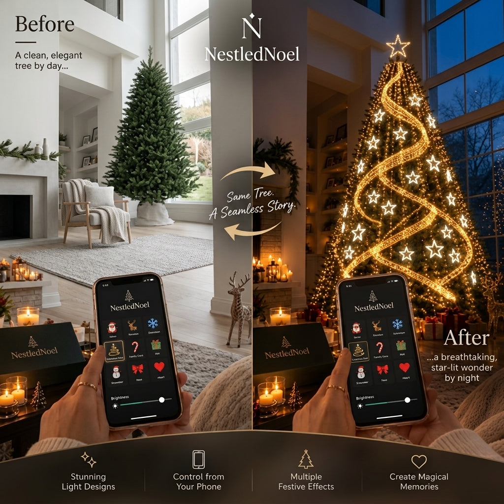 NestledNoel Sternenkaskade LED-Lichterkette – Bluetooth & App-Steuerung, Multicolor RGB