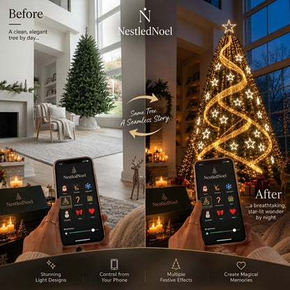 NestledNoel Sternenkaskade LED-Lichterkette – Bluetooth & App-Steuerung, Multicolor RGB