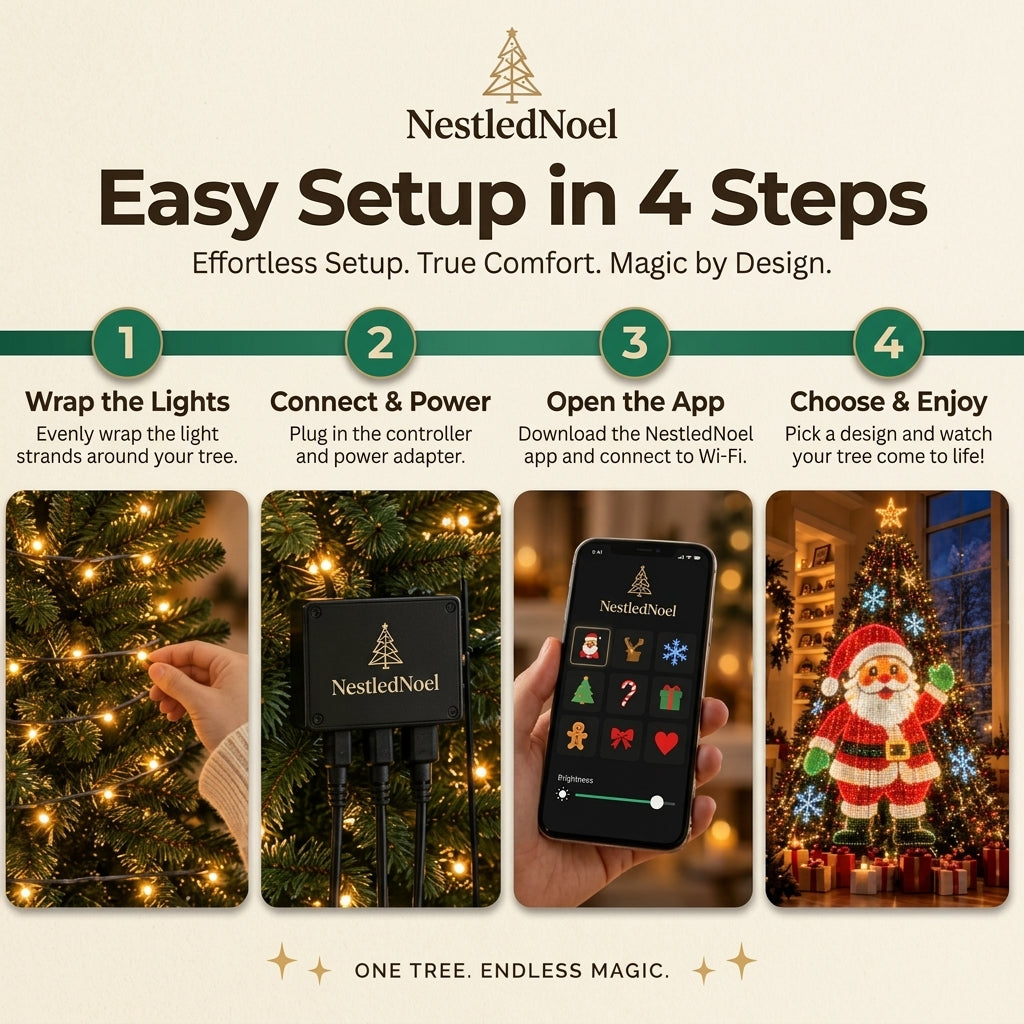 NestledNoel Sternenkaskade LED-Lichterkette – Bluetooth & App-Steuerung, Multicolor RGB